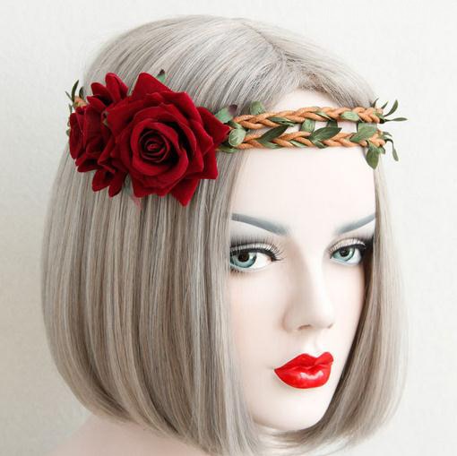 red rose hair crown