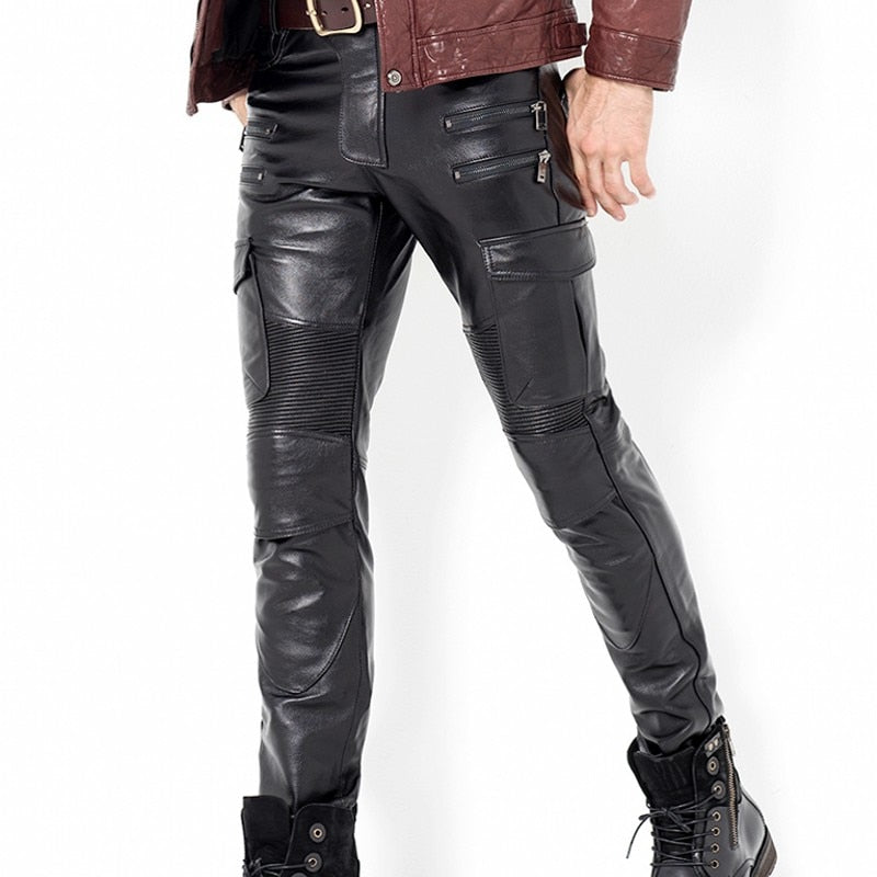 genuine leather pants mens