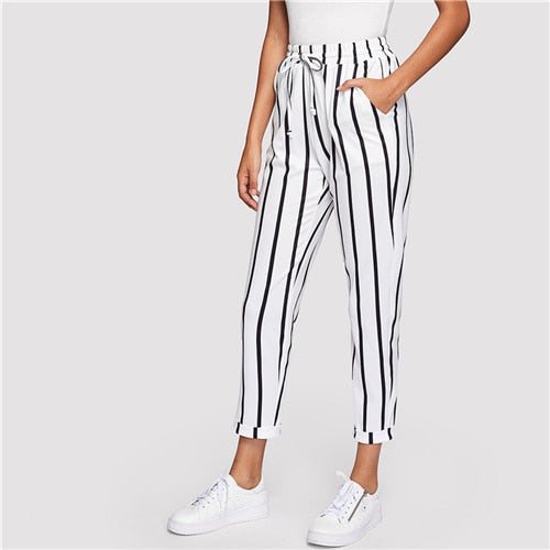 black and white high waisted pants