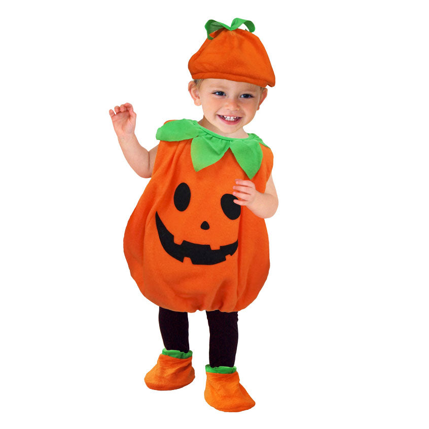 baby in a pumpkin costume