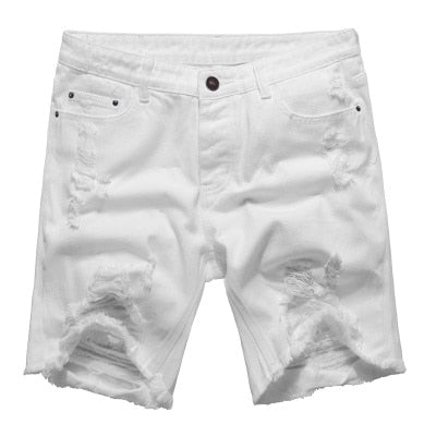 white ripped jean shorts mens