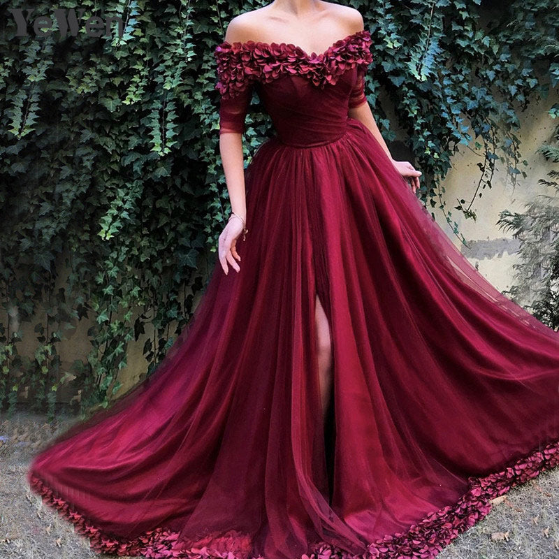 evening dress with half sleeves