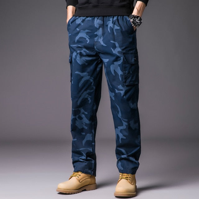 blue cargo trousers mens