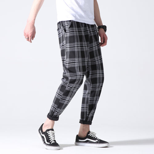 men plaid joggers