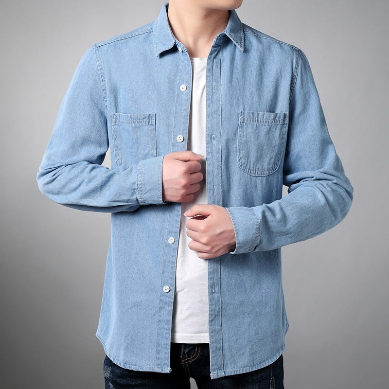 business casual denim shirt