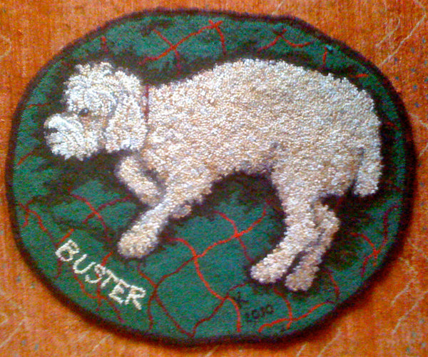 Buster. Designed and punched in the trompe l'oeil style by Kathleen Knisely, Somerville, Massachusetts.