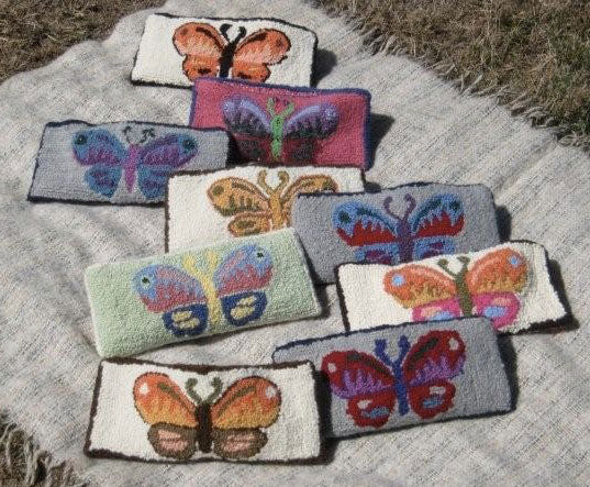 Butterfly Purses. Punched by the Holy Hill Hooking group of Limerick, Maine.