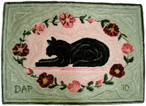 Black Cat with Flowers
