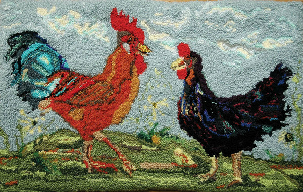 Cock-A-Doodle-Do. Designed and punched by Rebecca Dufton, Cumberland, Ontario, Canada.