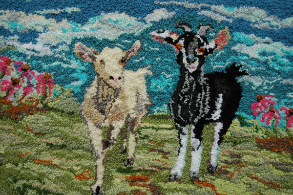Goats. Designed and punched by Rebecca Dufton, Cumberland, Ontario, Canada.