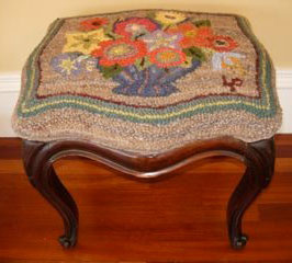 Footstool. Designed and punched by Lori Pease, Cambridge, Massachusetts.