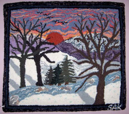 Winter landscape at sunset