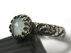 Gothic Seafoam Aquamarine Ring