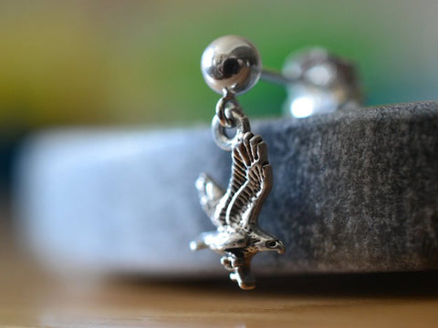 Sterling Silver Ball Stud With Eagle Charm