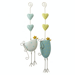 Hanging metal chickens