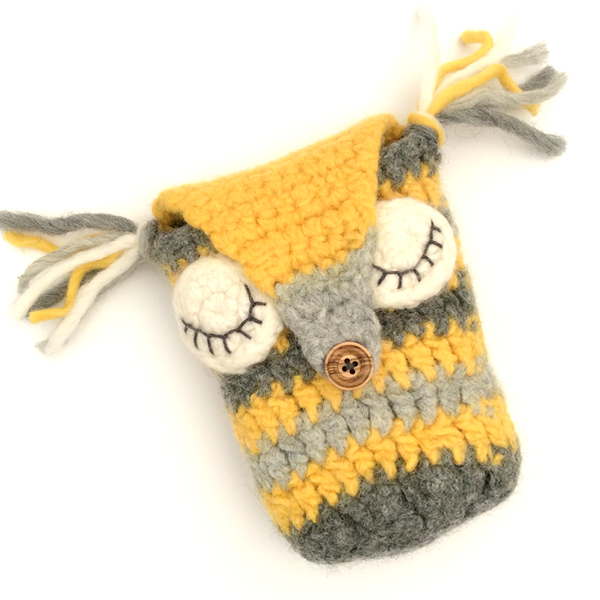 Bertie Bedtime Buddy, felted crochet owl by Cotton Pod