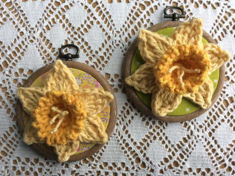 DROPS Paris Daffodil Crochet brooch by Cotton Pod