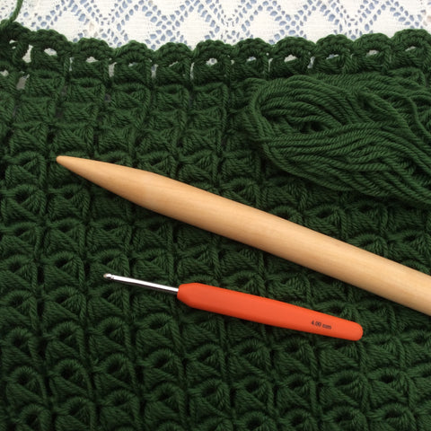 Broomstick Lace Crochet, DROPS Karisma Forest Green 47 at Cotton Pod