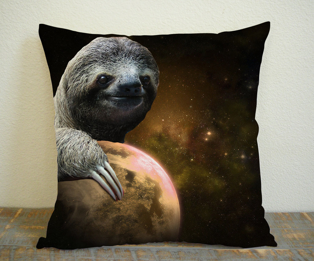 Sloth with moon for Square Pillow Case 16x16 Two Sides, 18x18 Two Sides, 20x20 Two Sides