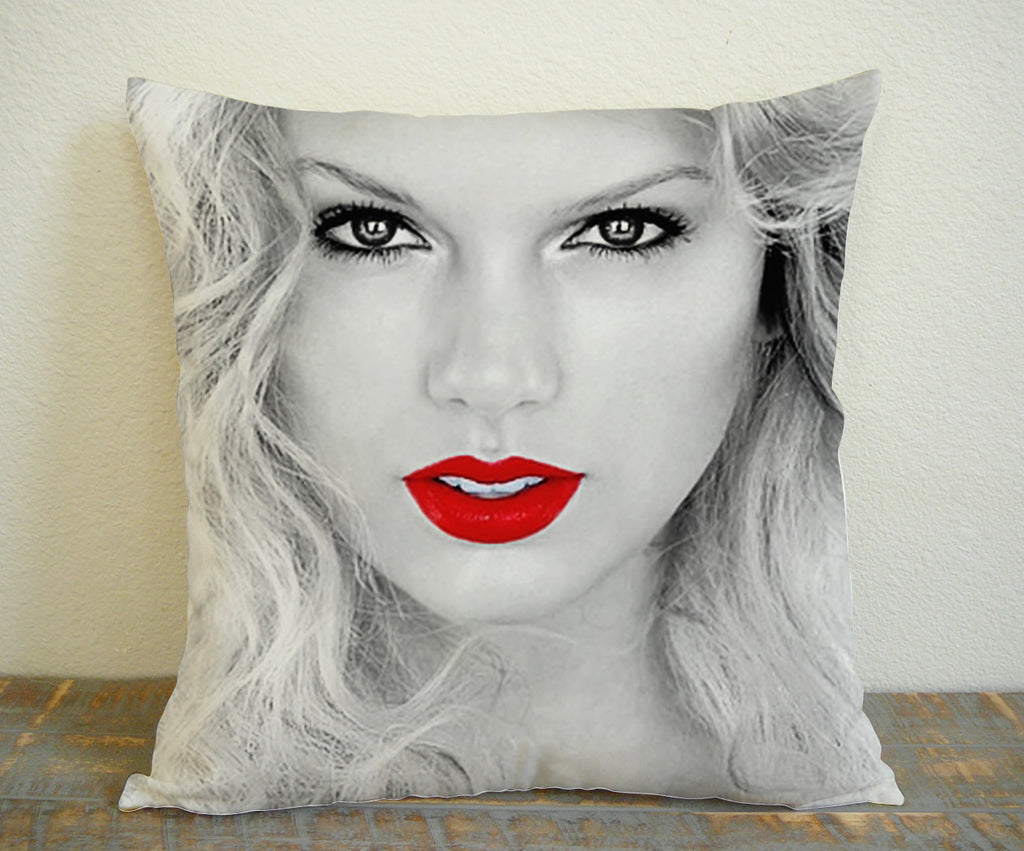 Taylor Swift Red Lips for Square Pillow Case 16x16 Two Sides, 18x18 Two Sides, 20x20 Two Sides