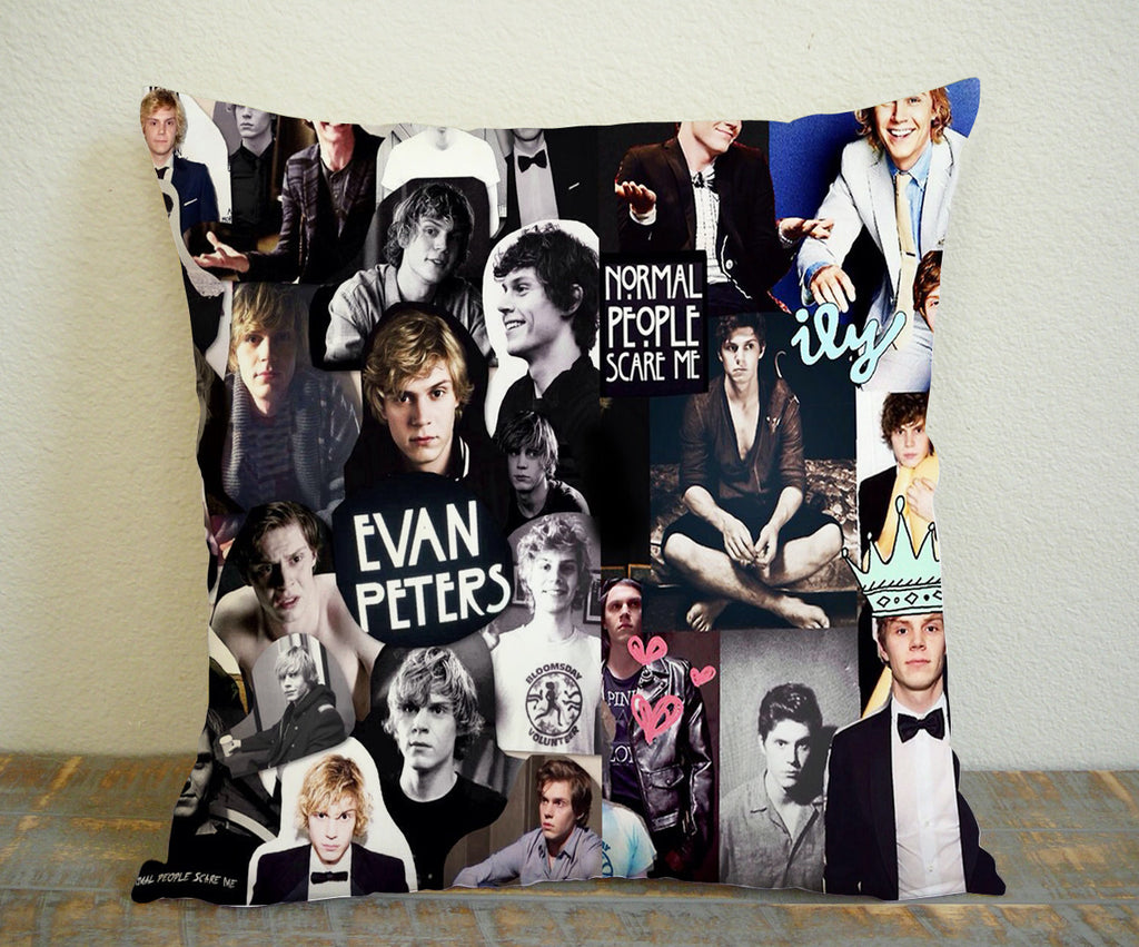 Evan Peters Collage for Square Pillow Case 16x16 Two Sides, 18x18 Two Sides, 20x20 Two Sides