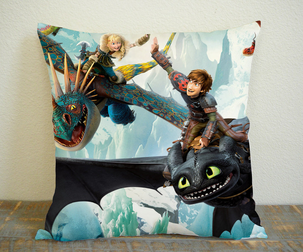 Tosh How to Train Yor Dragon for Square Pillow Case 16x16 Two Sides, 18x18 Two Sides, 20x20 Two Sides