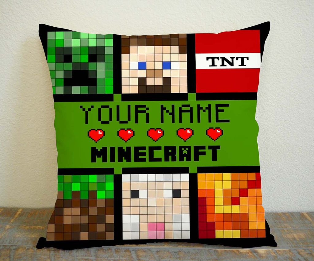 Personalized Minecraft Quilty Face Pillow Case, Pillow Decoration, Pillow Cover, 16 x 16 Inch One Side, 16 x 16 Inch Two Side, 18 x 18 Inch One Side, 18 x 18 Inch Two Side, 20 x 20 Inch One Side, 20 x 20 Inch Two Side