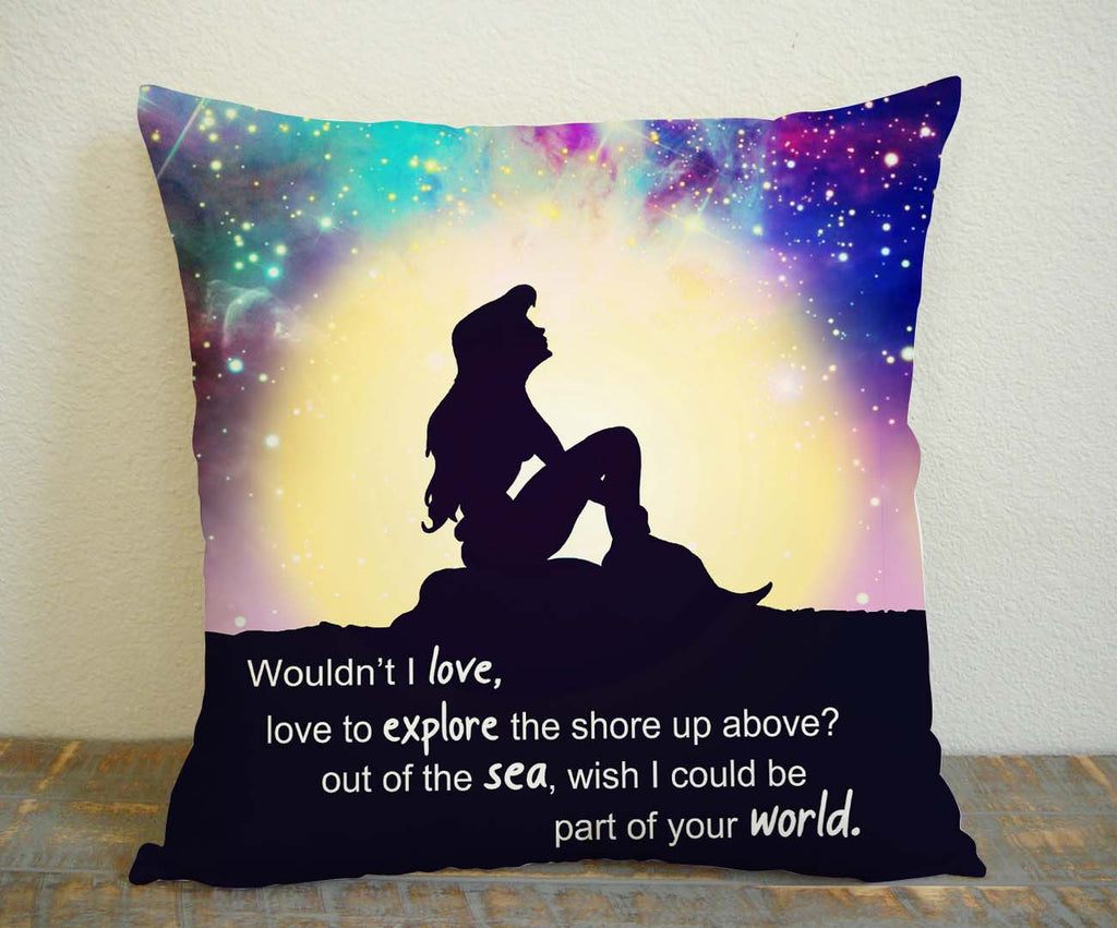 Little Mermaid Galaxy Quote Pillow Case, Pillow Decoration, Pillow Cover, 16 x 16 Inch One Side, 16 x 16 Inch Two Side, 18 x 18 Inch One Side, 18 x 18 Inch Two Side, 20 x 20 Inch One Side, 20 x 20 Inch Two Side