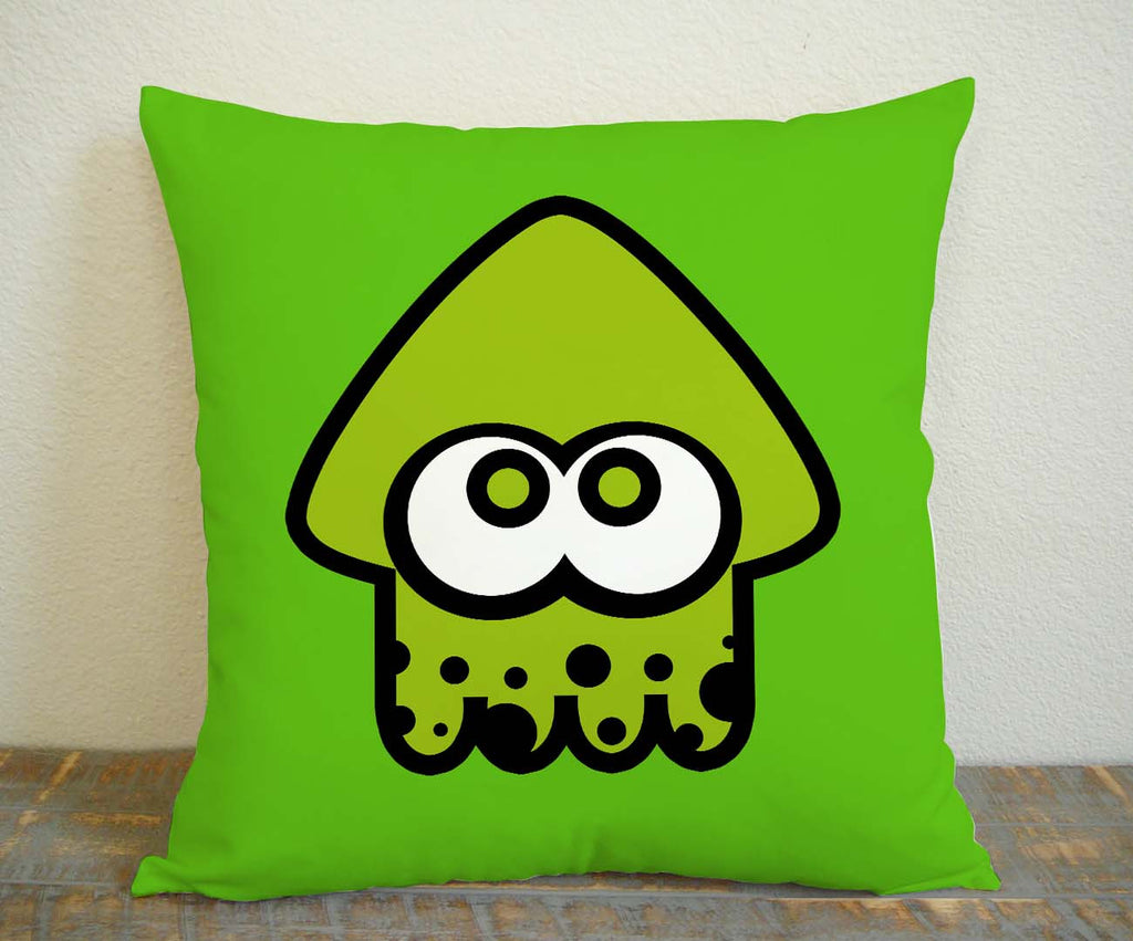 Splatoon Green Squid Pillow Case, Pillow Decoration, Pillow Cover, 16 x 16 Inch One Side, 16 x 16 Inch Two Side, 18 x 18 Inch One Side, 18 x 18 Inch Two Side, 20 x 20 Inch One Side, 20 x 20 Inch Two Side