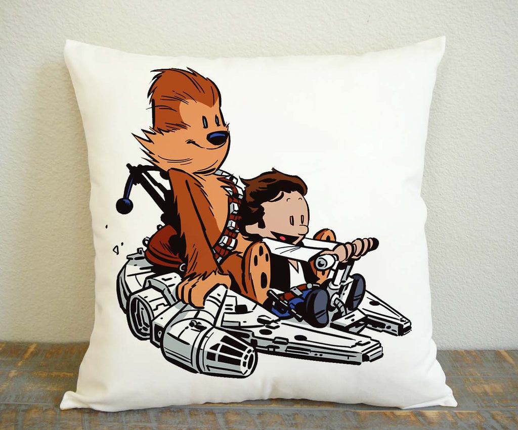chewie and han calvin and hobbes Pillow Case, Pillow Decoration, Pillow Cover, 16 x 16 Inch One Side, 16 x 16 Inch Two Side, 18 x 18 Inch One Side, 18 x 18 Inch Two Side, 20 x 20 Inch One Side, 20 x 20 Inch Two Side
