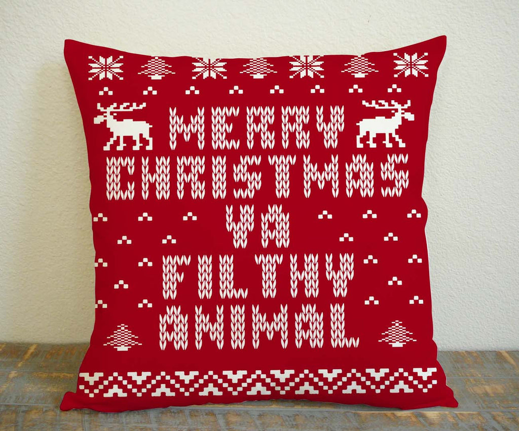 Ugly Merry Christmas Ya Pillow Case, Pillow Decoration, Pillow Cover, 16 x 16 Inch One Side, 16 x 16 Inch Two Side, 18 x 18 Inch One Side, 18 x 18 Inch Two Side, 20 x 20 Inch One Side, 20 x 20 Inch Two Side