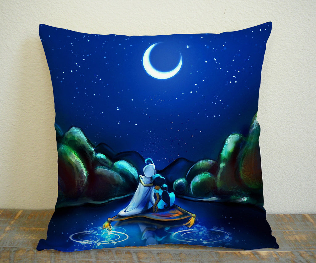 Aladdin Romantic Night for Square Pillow Case 16x16 Two Sides, 18x18 Two Sides, 20x20 Two Sides
