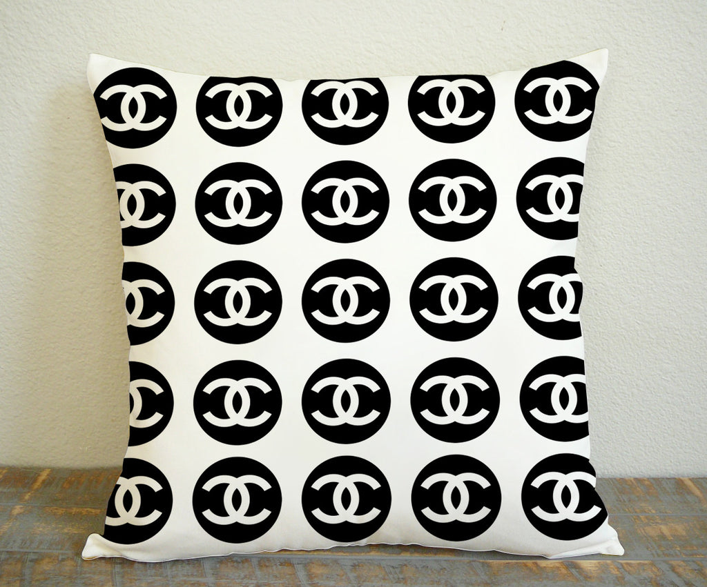 Coco Channel Rounded Pattern White for Square Pillow Case 16x16 Two Sides, 18x18 Two Sides, 20x20 Two Sides