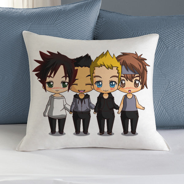 5 Second Summer Chibi Pillow Case, Pillow Decoration, Pillow Cover, 16 x 16 Inch One Side, 16 x 16 Inch Two Side, 18 x 18 Inch One Side, 18 x 18 Inch Two Side, 20 x 20 Inch One Side, 20 x 20 Inch Two Side