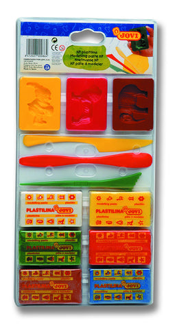 BLISTER 3 MOULDS + 3 MODELLING TOOLS + 6 MODELLING CLAY BARS