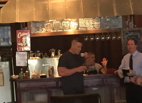 John Cena enjoys some Taba Brew from Tabanero Cigars in Ybor City Florida
