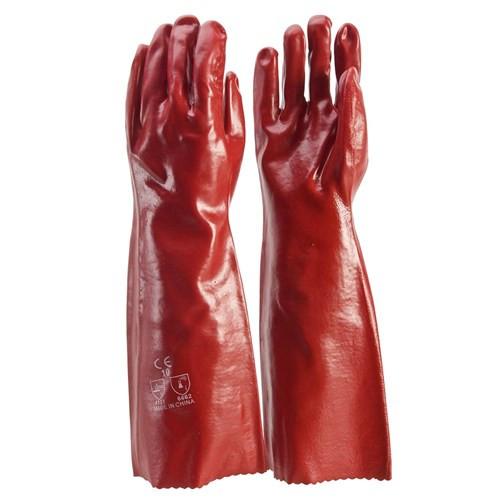 red pvc work gloves