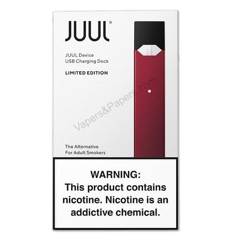 JUUL Pod Vape Device w/ Charger - Pod Vaporizer (Limited Edition - Maroon Red) - vapersandpapers.com