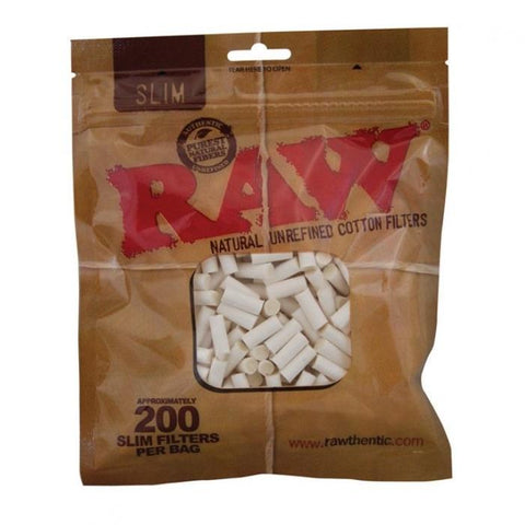 RAW Slim Cigarette Filter Tips - 15mm Cigarette Filters (200 Pack) - vapersandpapers.com