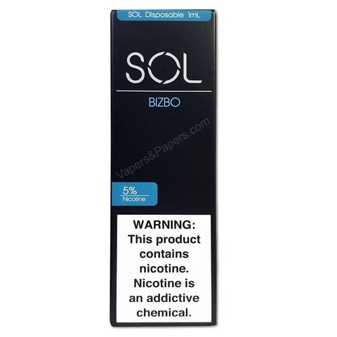 SOL 1.0mL Disposable Pod Vape - 5% Salt Nicotine - Bizbo (1 Pack) - vapersandpapers.com