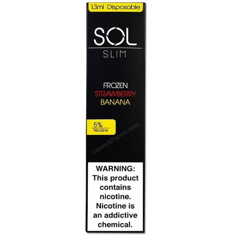 SOL Slim 1.3mL Disposable Pod Vape - 5% Salt Nicotine - Frozen Strawberry Banana (1 Pack) - vapersandpapers.com