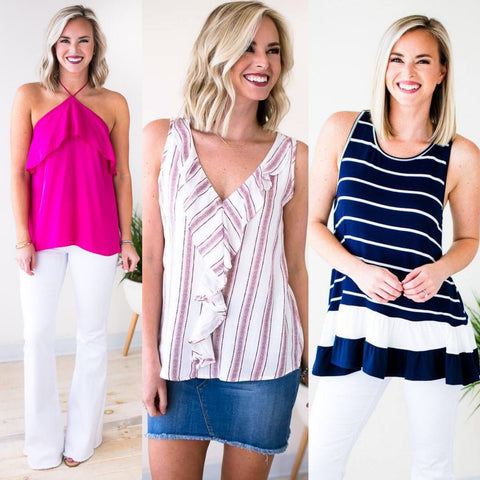 Tank Tops With Ruffle Accents