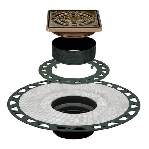 Schluter Kerdi Drain Adaptor Kit 4 Square Oil Rubbed Bronze Steel Grate - Abs Flange - Qty: 10 - American Fast Floors Schluter Kerdi Drain Adaptor Kit 4 Square Oil Rubbed Bronze Steel Grate - Abs Flange - Qty: 10 - American Fast Floors