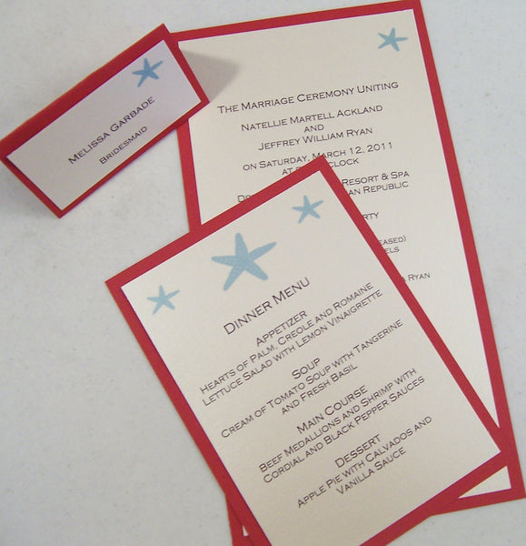 Beach Program Menu Escort Place Cards Starfish Program Menu