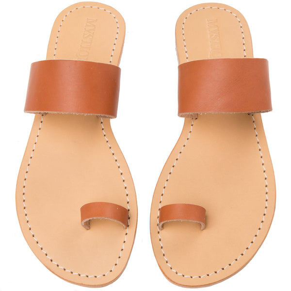leather toe ring sandals