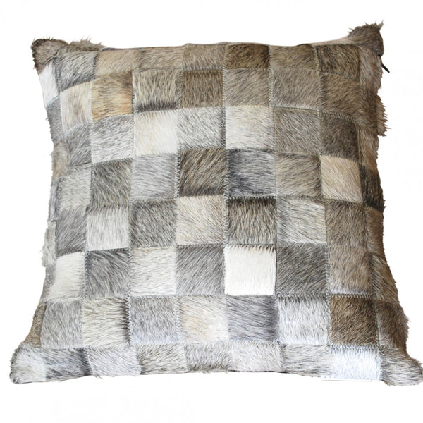 Patchwork Grey Cowhide Cushion Cover Interiors Online