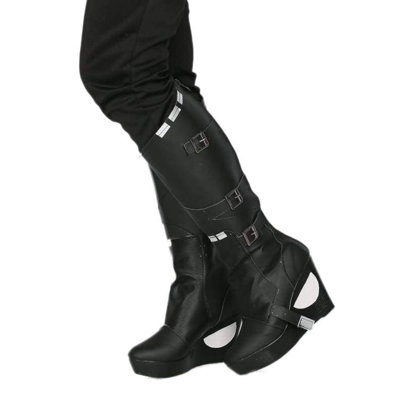 black wedge boots mid calf