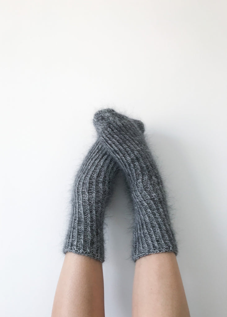 Fluffy grey socks