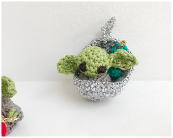 Baby Yoda hand made crochet Christmas tree decorations