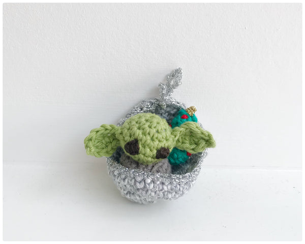 Baby Yoda in a pod Christmas bauble